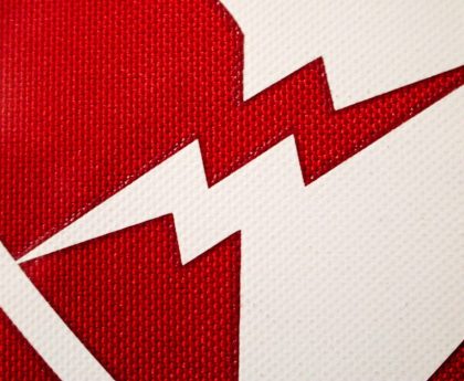 a heart with a lightning bolt on it